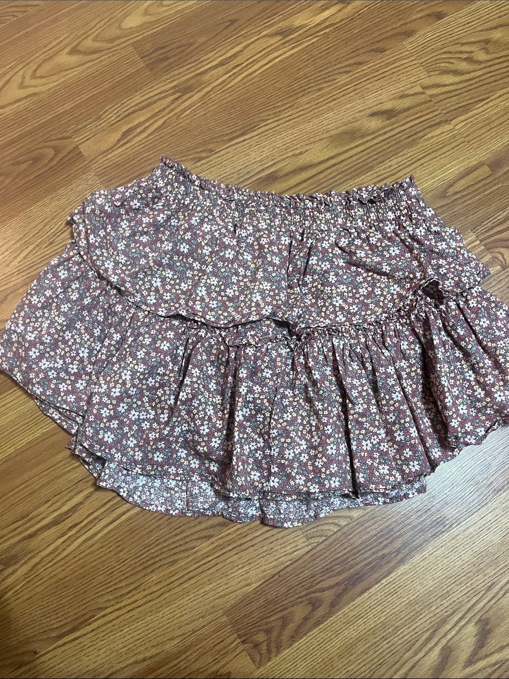 Vanilla Star Mauve Floral Tiered Skater Skirt